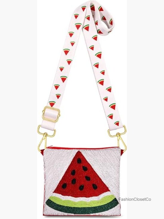 Handbags - Beaded Strawberry Purse Crossbody Bag Tropical Fruit Shoulder Bag